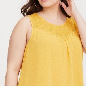 Torrid Yellow Clip Dot Chiffon Tank Size 0